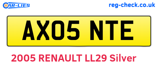 AX05NTE are the vehicle registration plates.