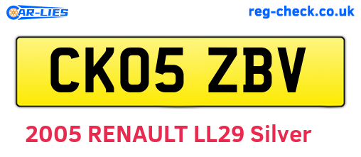 CK05ZBV are the vehicle registration plates.