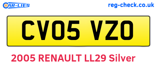 CV05VZO are the vehicle registration plates.