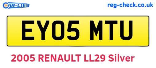 EY05MTU are the vehicle registration plates.
