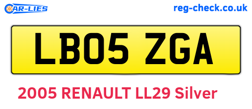 LB05ZGA are the vehicle registration plates.