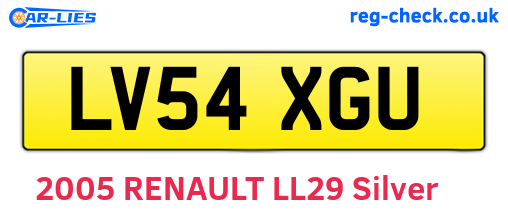 LV54XGU are the vehicle registration plates.