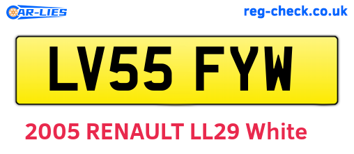 LV55FYW are the vehicle registration plates.