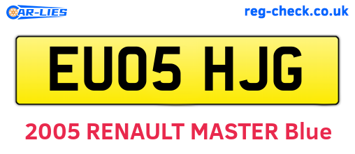 EU05HJG are the vehicle registration plates.