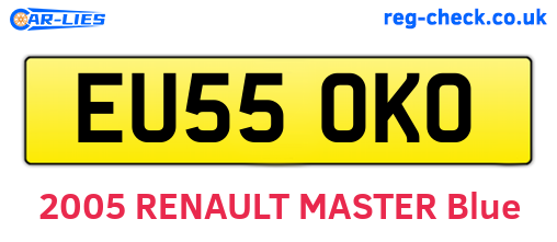 EU55OKO are the vehicle registration plates.