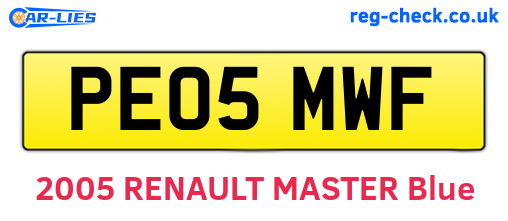 PE05MWF are the vehicle registration plates.