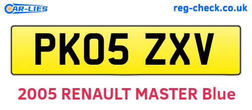 PK05ZXV are the vehicle registration plates.