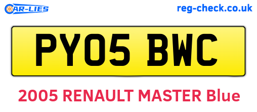 PY05BWC are the vehicle registration plates.