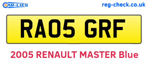 RA05GRF are the vehicle registration plates.