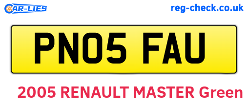 PN05FAU are the vehicle registration plates.