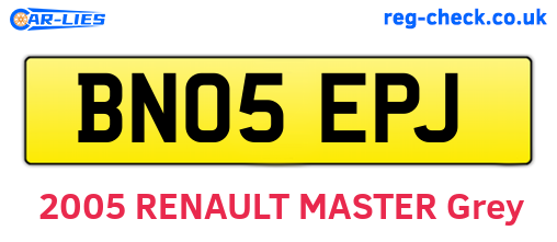 BN05EPJ are the vehicle registration plates.
