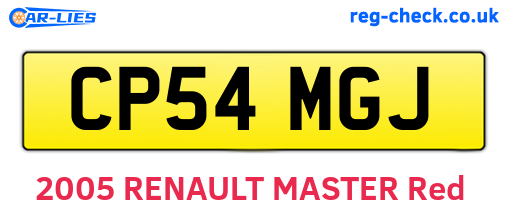 CP54MGJ are the vehicle registration plates.