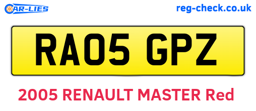 RA05GPZ are the vehicle registration plates.