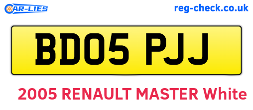 BD05PJJ are the vehicle registration plates.