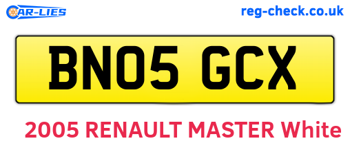 BN05GCX are the vehicle registration plates.