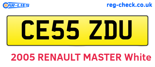 CE55ZDU are the vehicle registration plates.