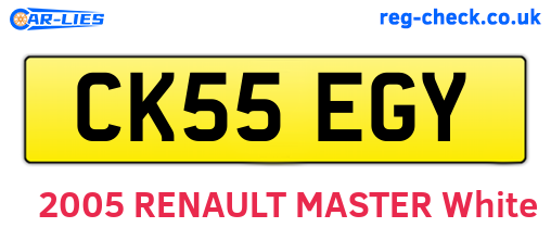 CK55EGY are the vehicle registration plates.