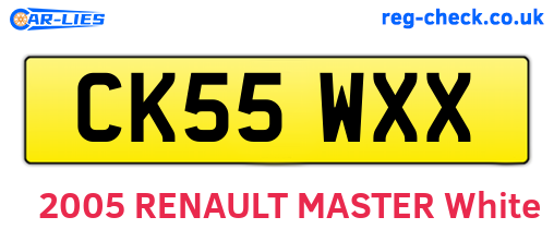 CK55WXX are the vehicle registration plates.