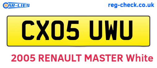 CX05UWU are the vehicle registration plates.