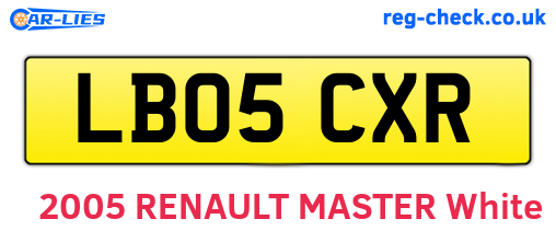 LB05CXR are the vehicle registration plates.