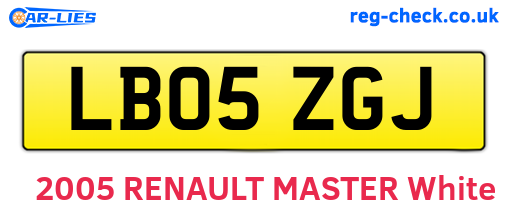 LB05ZGJ are the vehicle registration plates.