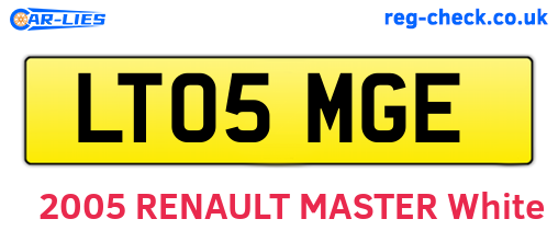 LT05MGE are the vehicle registration plates.