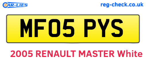 MF05PYS are the vehicle registration plates.
