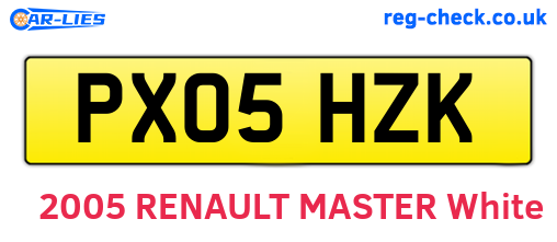 PX05HZK are the vehicle registration plates.