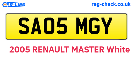 SA05MGY are the vehicle registration plates.