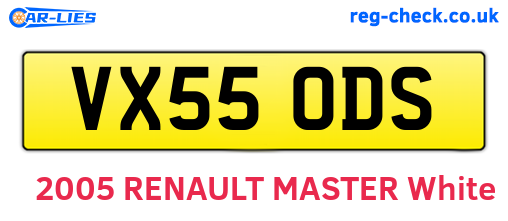 VX55ODS are the vehicle registration plates.