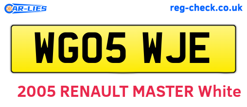 WG05WJE are the vehicle registration plates.