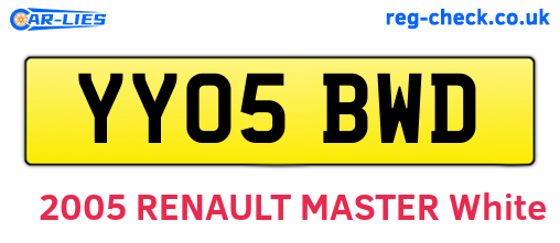 YY05BWD are the vehicle registration plates.