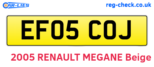EF05COJ are the vehicle registration plates.