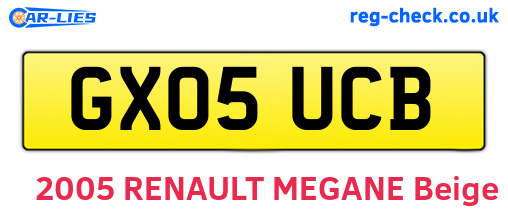 GX05UCB are the vehicle registration plates.