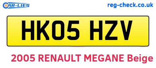 HK05HZV are the vehicle registration plates.