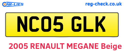NC05GLK are the vehicle registration plates.