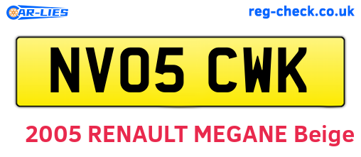 NV05CWK are the vehicle registration plates.