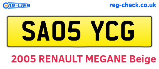 SA05YCG are the vehicle registration plates.