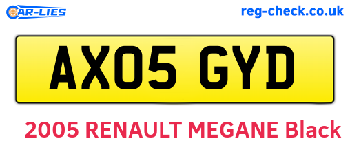 AX05GYD are the vehicle registration plates.