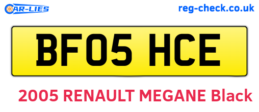 BF05HCE are the vehicle registration plates.