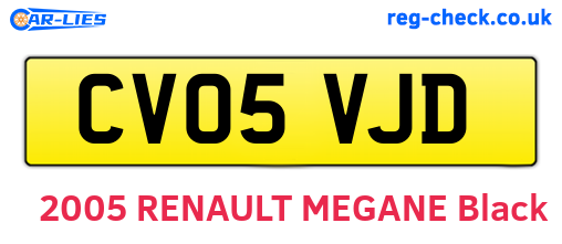 CV05VJD are the vehicle registration plates.