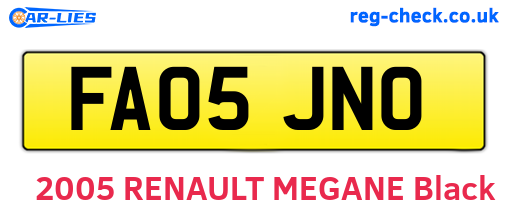 FA05JNO are the vehicle registration plates.
