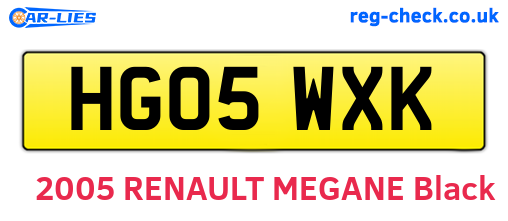 HG05WXK are the vehicle registration plates.