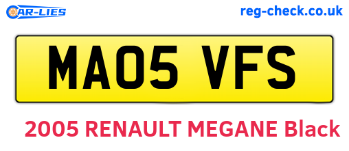 MA05VFS are the vehicle registration plates.
