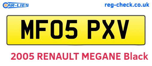 MF05PXV are the vehicle registration plates.