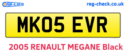 MK05EVR are the vehicle registration plates.
