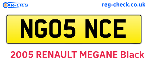 NG05NCE are the vehicle registration plates.
