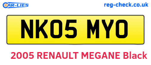 NK05MYO are the vehicle registration plates.