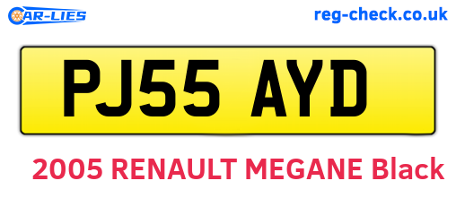 PJ55AYD are the vehicle registration plates.