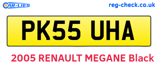 PK55UHA are the vehicle registration plates.